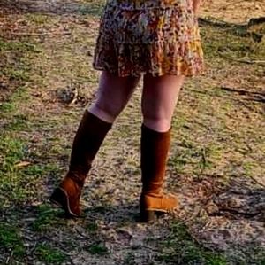 Brown knee high boots